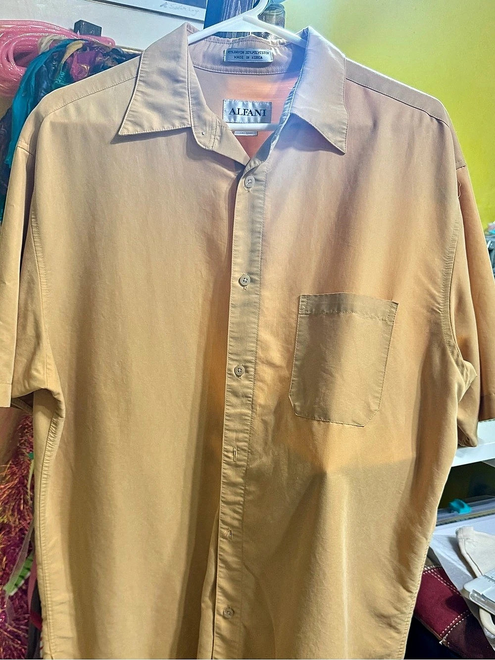 Alfani Men's Short Sleeve Shirt in Yellow